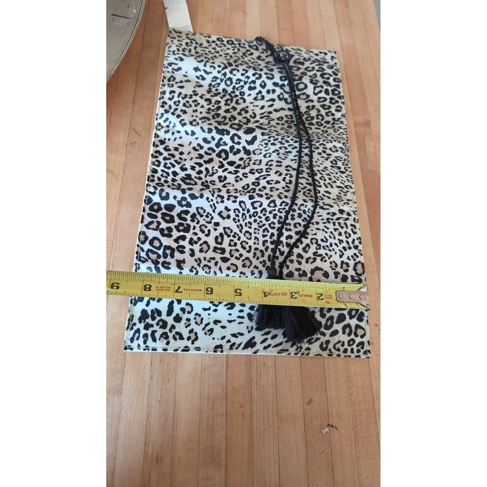 Chicos Leopard Print Jewelry Roll Travel Organizer Tassel Wrap NWT
